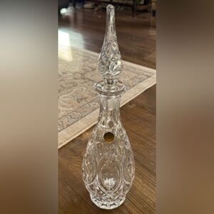Princess House Lead Crystal Decanter with Gold Accent